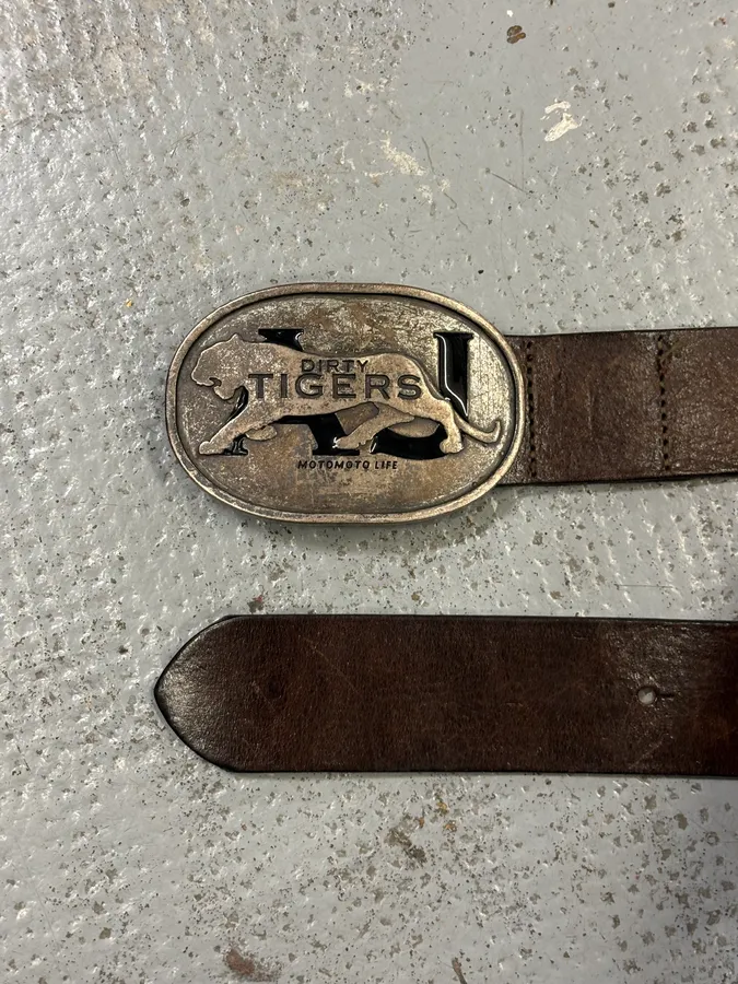 Armani Brown Leather Tigers Buckle Belt - Image 3
