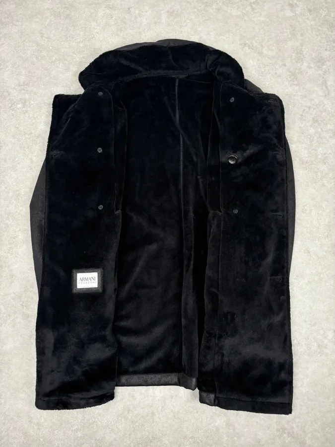 Armani Collezioni Black Double-Breasted Caban Coat - Image 8