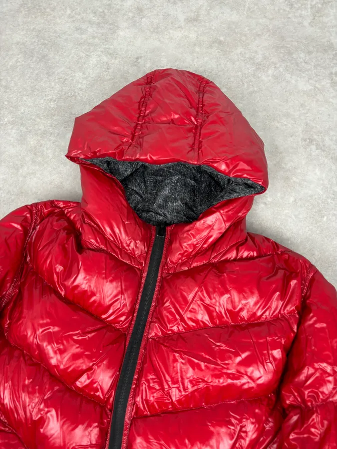 Armani Collezioni Grey Red Nylon Reversible Quilted Puffer Jacket - Image 9