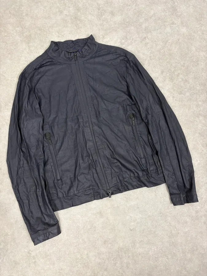 Armani Collezioni Navy Waxed Light Jacket - Image 4
