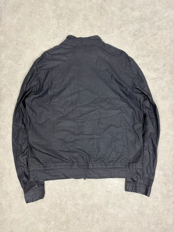 Armani Collezioni Navy Waxed Light Jacket - Image 7