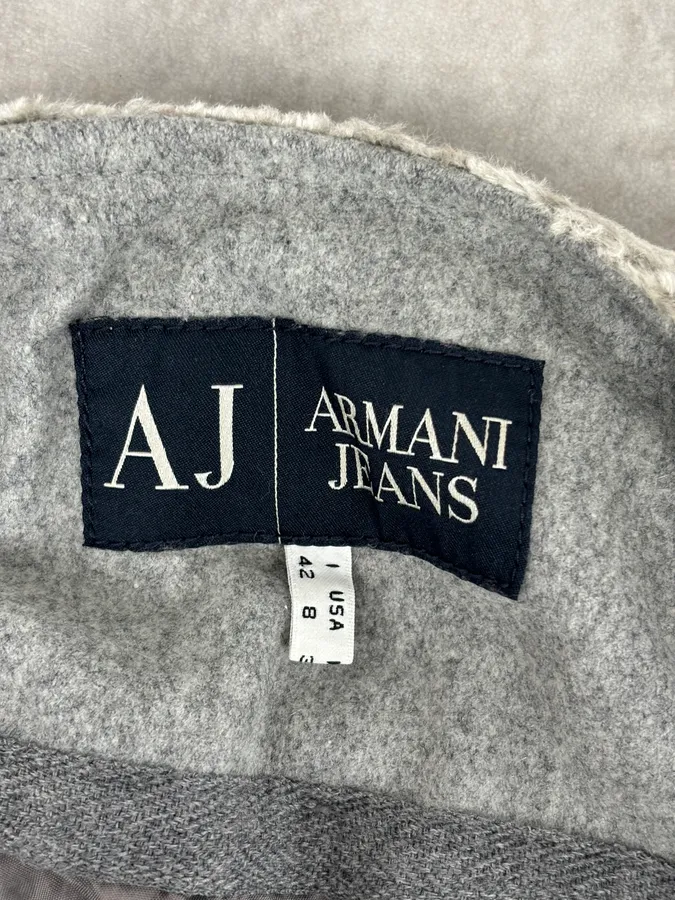 Armani Grey Velvet Faux Fur Jacket - Image 9