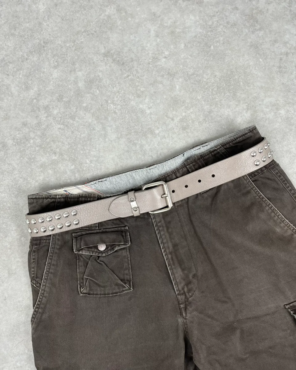 Armani Jeans Grey Leather Studded Belt