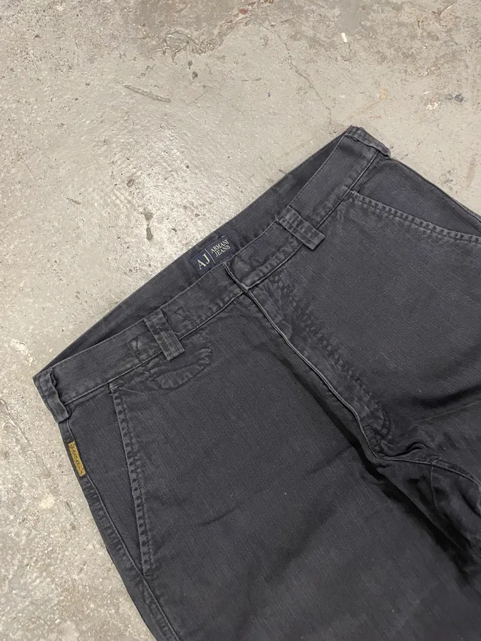 Armani Minimalist Grey Navy Cotton Pants - Image 5