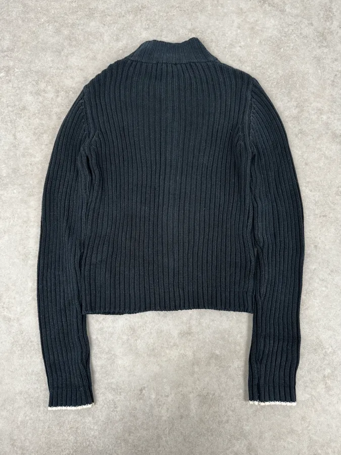 Armani Navy Buttoned Turtleneck Wool Sweater - Image 4