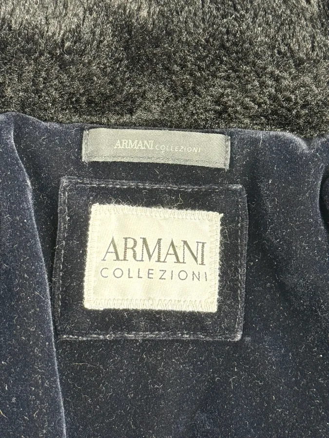 Armani Navy Quilted Velvet Contrast Collar Jacket - Image 11