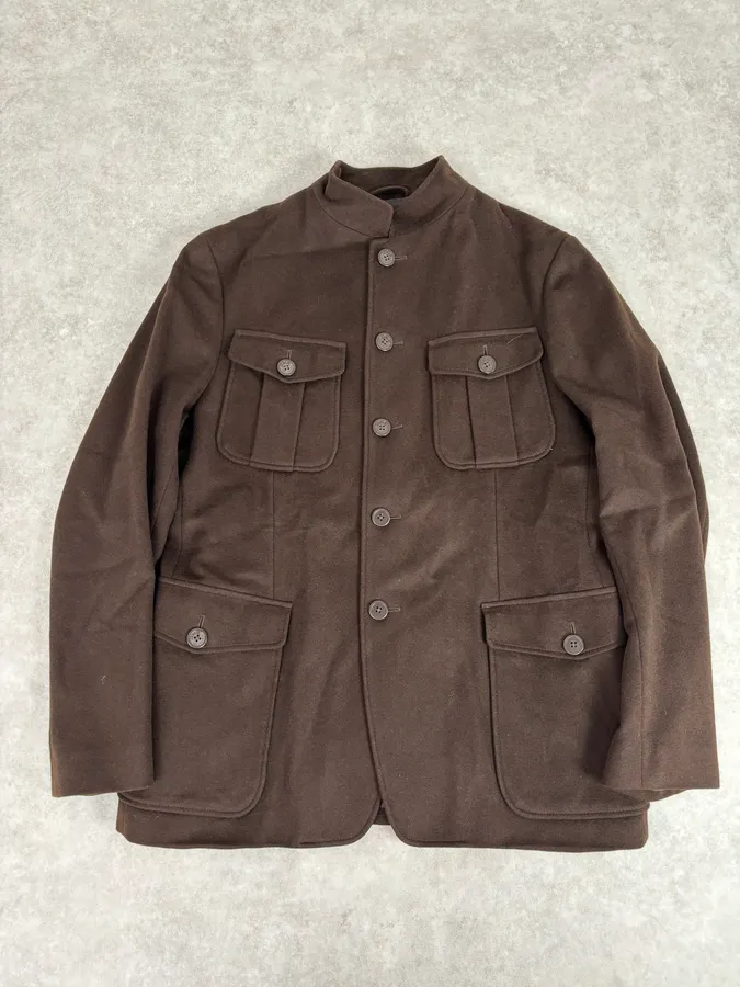 Armani Officer Brown Wool Pocket Jacket