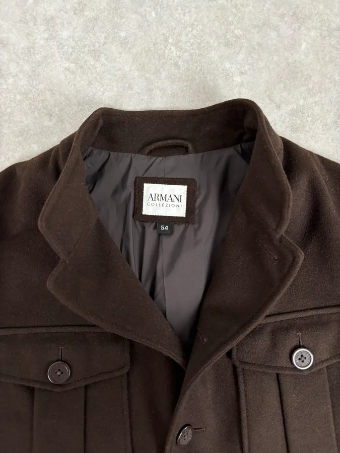 Armani Officer Brown Wool Pocket Jacket - Image 7