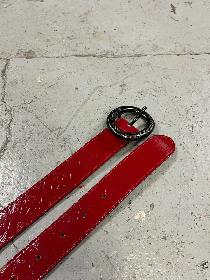 Armani Red Patina Leather Belt - Image 3