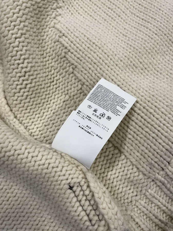 Armani Triangle Cream Wool Zip-Up Sweater - Image 10