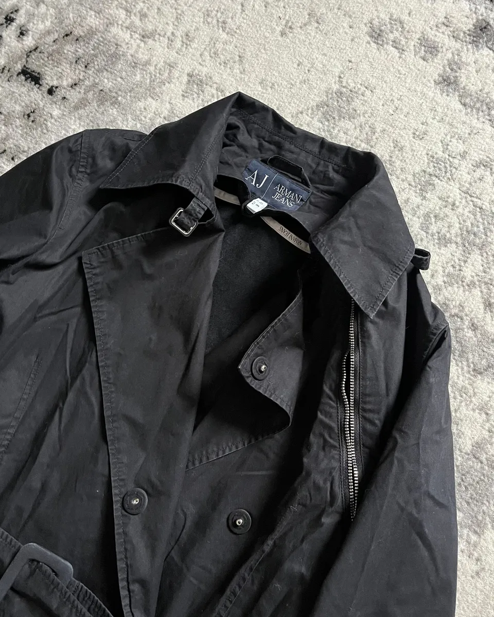 Armani Utility Master Black Trench Jacket - Image 5