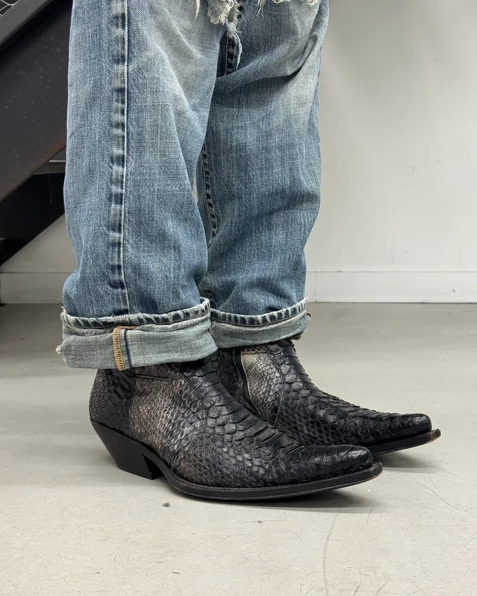 Artisanal Gradient Python Leather Cowboy Boots - Image 3