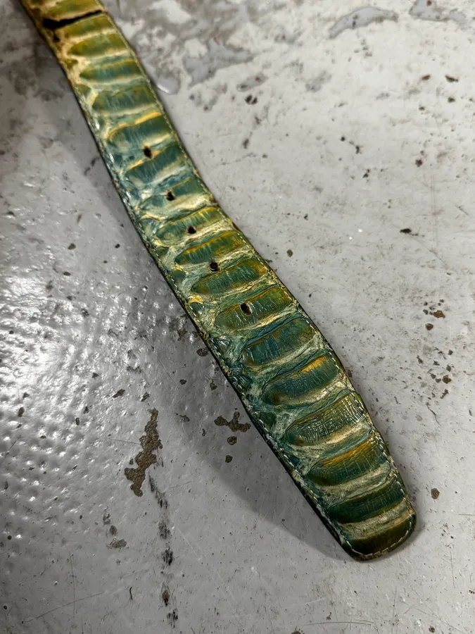 Artisanal Green & Blue Gradient Milanese Python Leather Belt - Image 5
