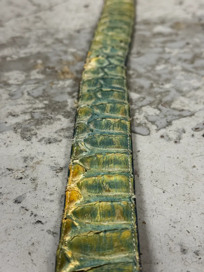 Artisanal Green & Blue Gradient Milanese Python Leather Belt - Image 6