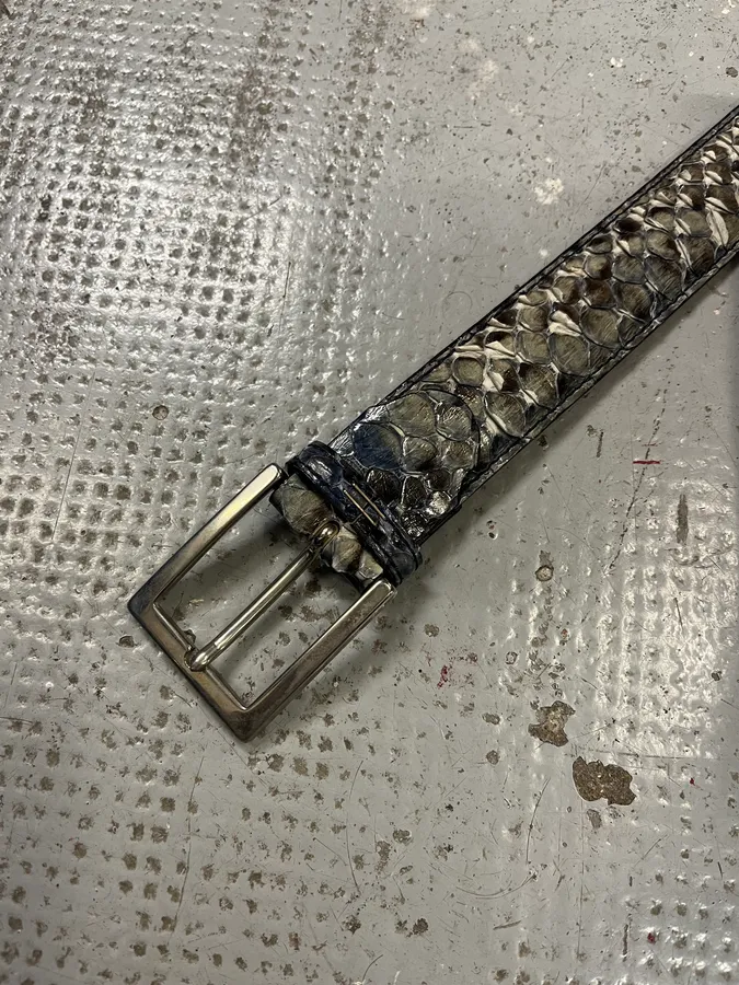 Artisanal Italian Blue Python Leather Belt - Image 4