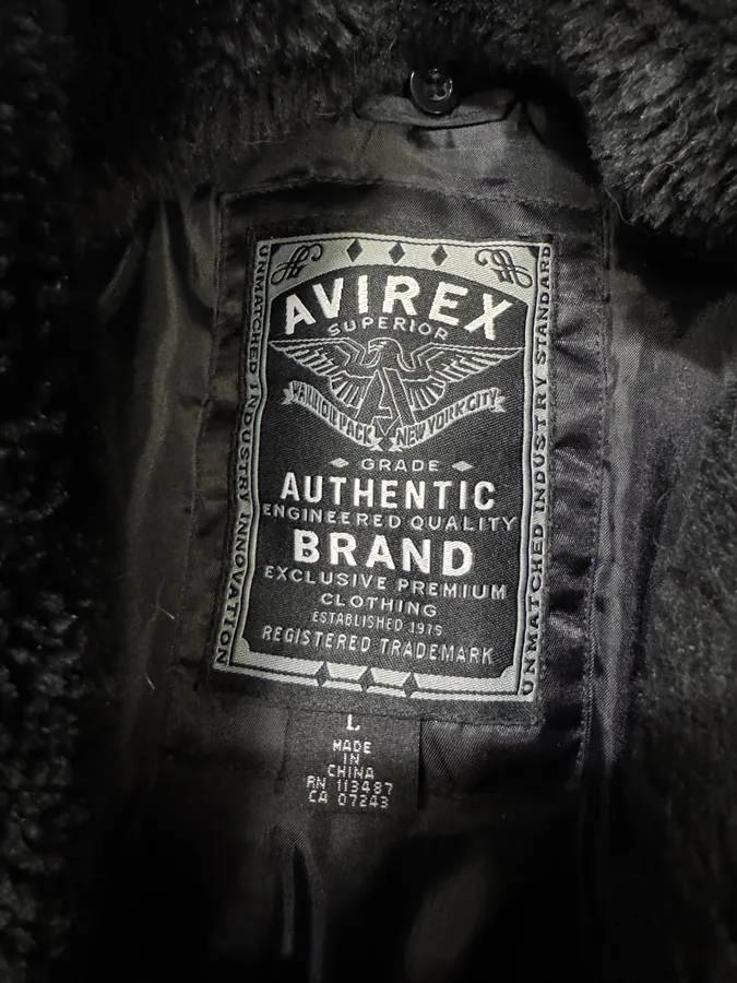Avirex Black Fur Collar Bomber Jacket - Image 8