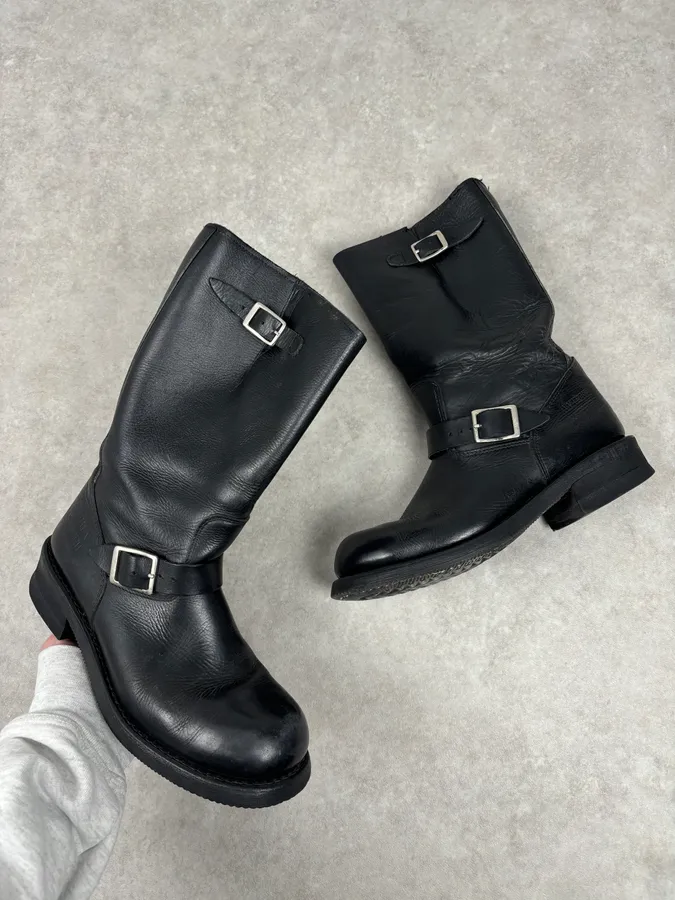 Avirex Black Leather Engineer Boots