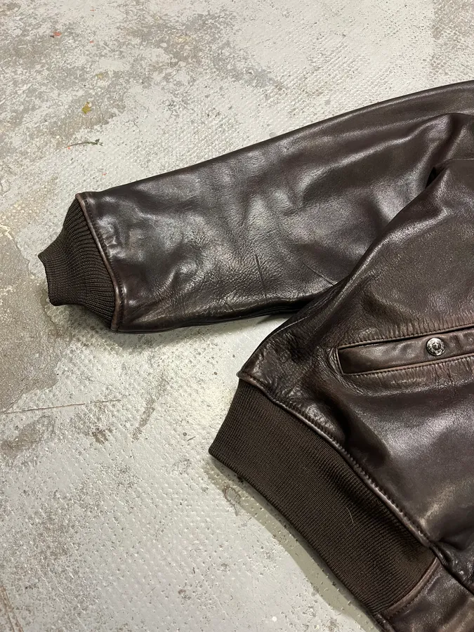 Avirex Brown Mafia Leather Pure Aviator Jacket - Image 7