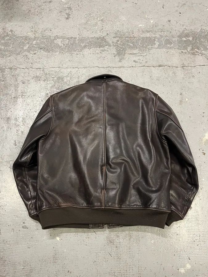 Avirex Brown Mafia Leather Pure Aviator Jacket - Image 9