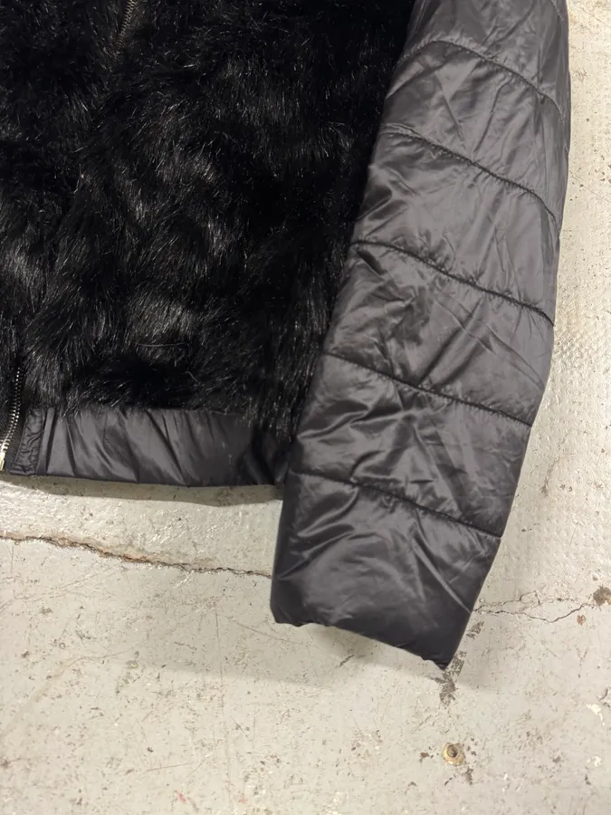 Avirex Faux Fur Black Puffer Jacket with Detachable Sleeves - Image 7