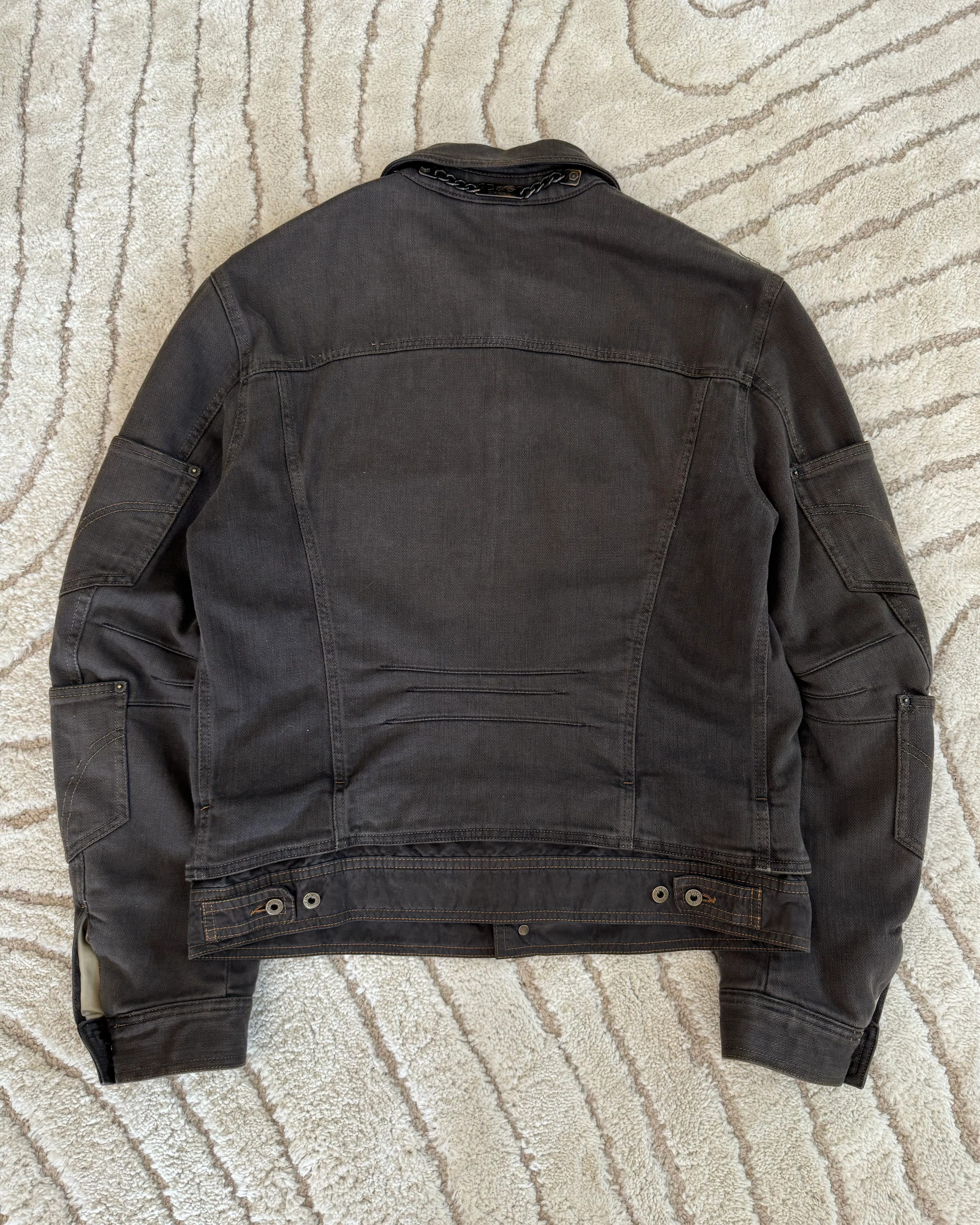 AW03 Dolce & Gabbana Double-Waisted Multi-Pocket Dark Grey Denim Jacket (XL) - Image 4