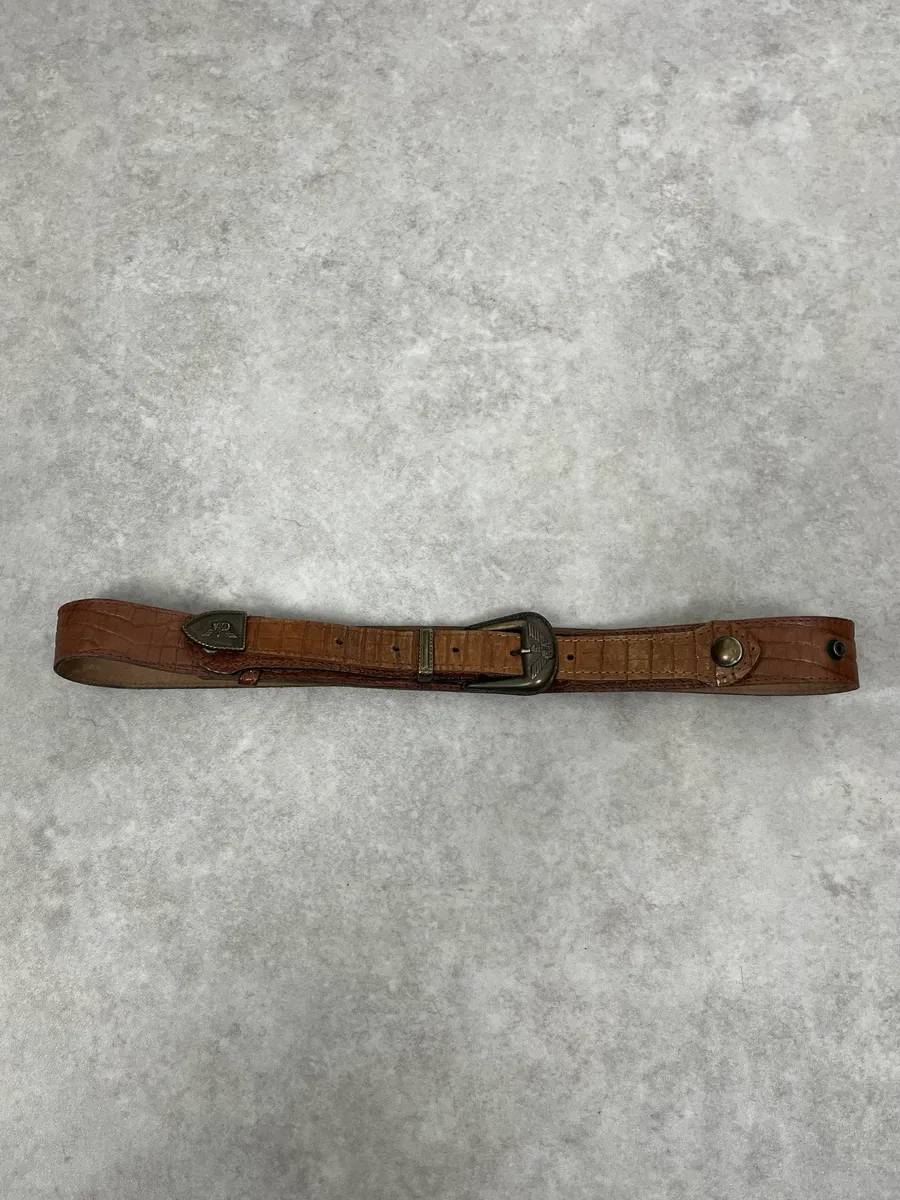 AW1986 Giorgio Armani Brown Leather Belt - Image 3
