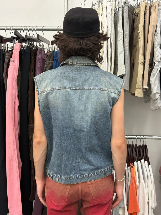 AW1993 Moschino Biker Patches Denim Vest - Image 3