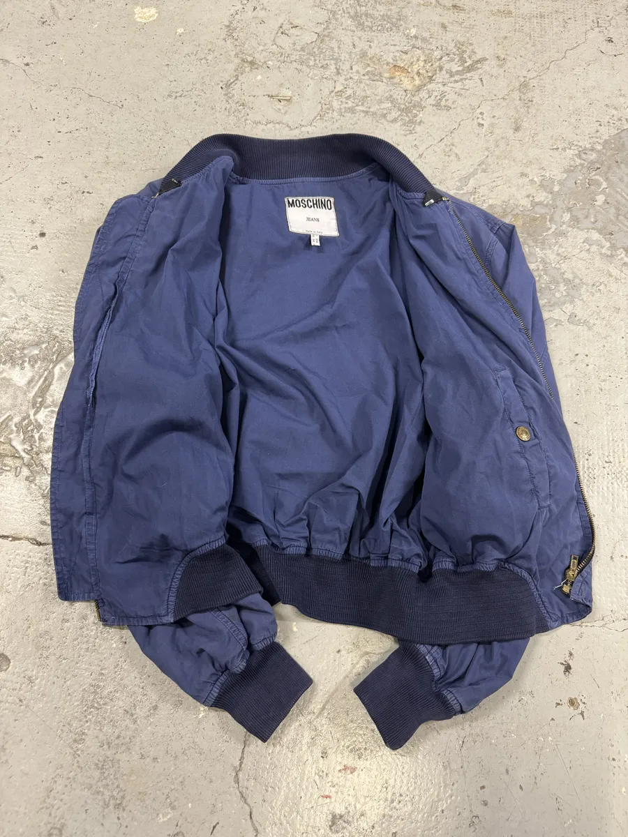 AW1994 Moschino Blue Relaxed Bomber Jacket - Image 10
