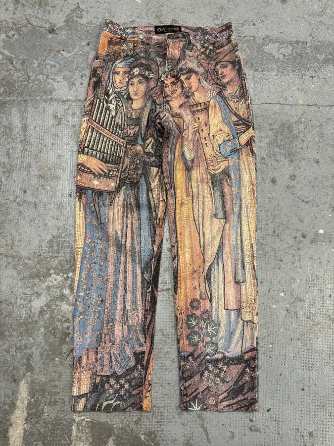 AW1994 Roberto Cavalli Legend Full Art Print Medieval Pants - Image 9