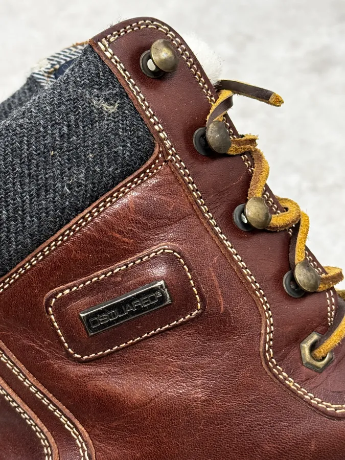 AW1995 Dsquared2 Brown Canadian Leather Boots - Image 4