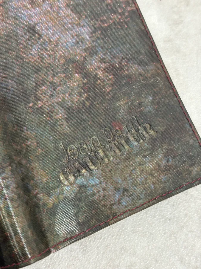 AW1995 Jean Paul Gaultier World Eroded Green Leather Wallet - Image 4