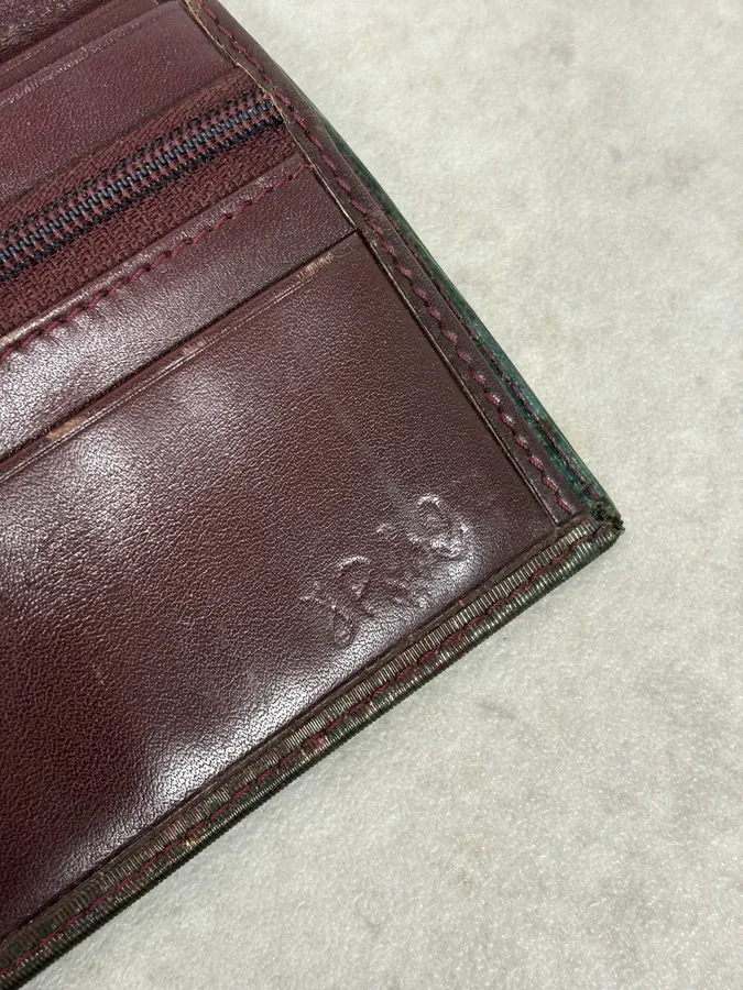 AW1995 Jean Paul Gaultier World Eroded Green Leather Wallet - Image 7