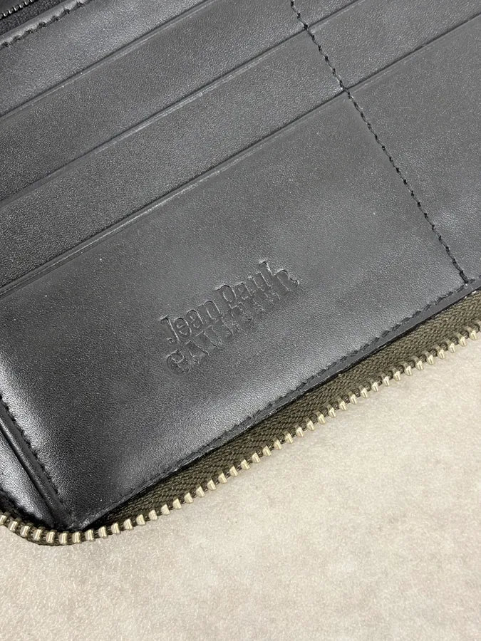 AW1995 Jean Paul Gaultier World Eroded Green Leather Wallet - Image 6