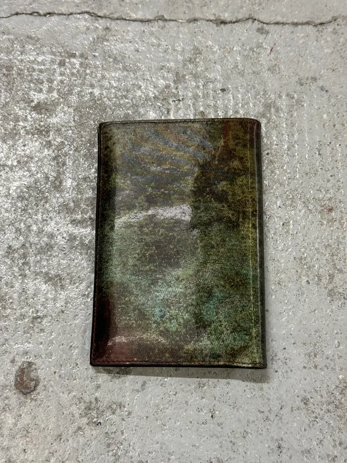 AW1995 Jean Paul Gaultier World Eroded Green Leather Wallet - Image 3