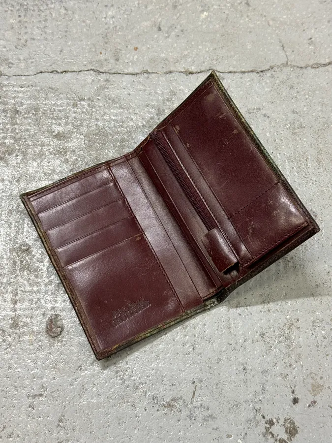 AW1995 Jean Paul Gaultier World Eroded Green Leather Wallet - Image 4