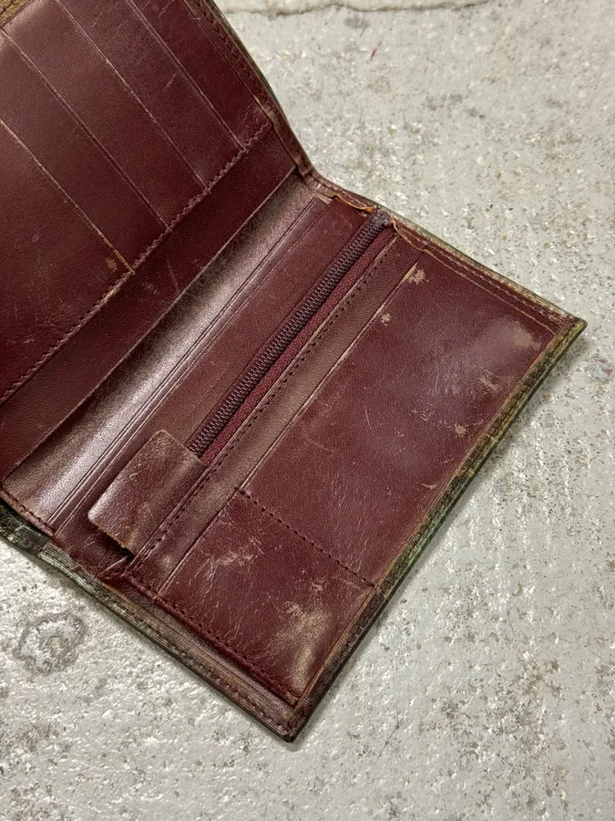 AW1995 Jean Paul Gaultier World Eroded Green Leather Wallet - Image 6