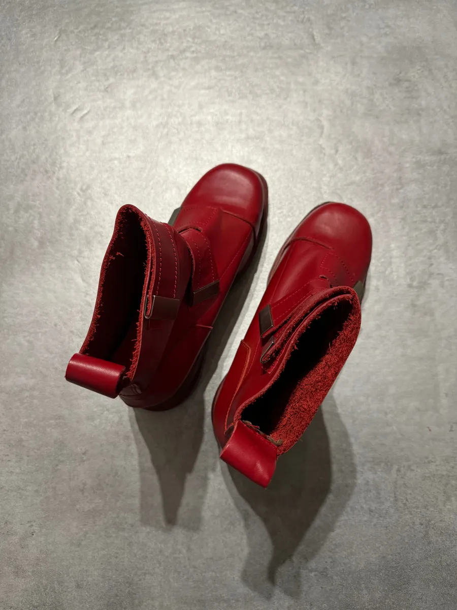 AW1996 Dirk Bikkembergs Red Astro Strapped Leather Boots - Image 8