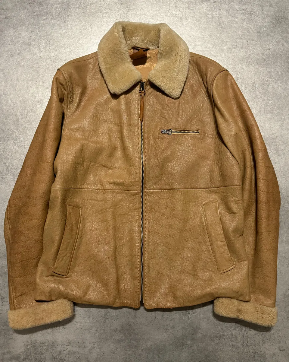 AW1996 Dolce & Gabbana Raw Shealing Beige Leather Jacket