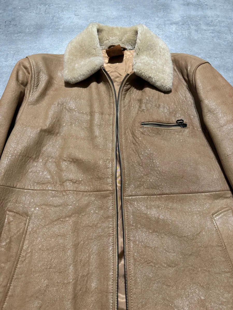 AW1996 Dolce & Gabbana Raw Shealing Beige Leather Jacket - Image 10