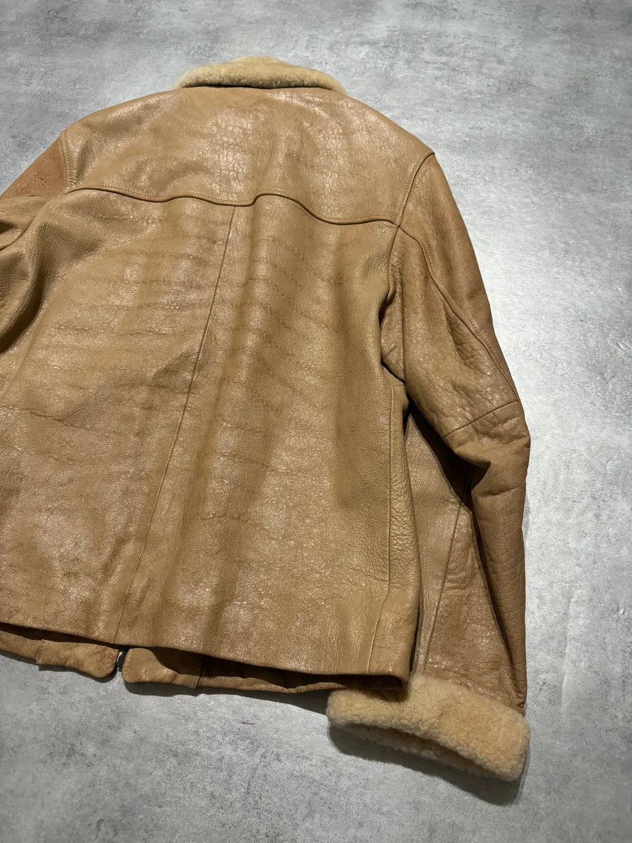 AW1996 Dolce & Gabbana Raw Shealing Beige Leather Jacket - Image 4