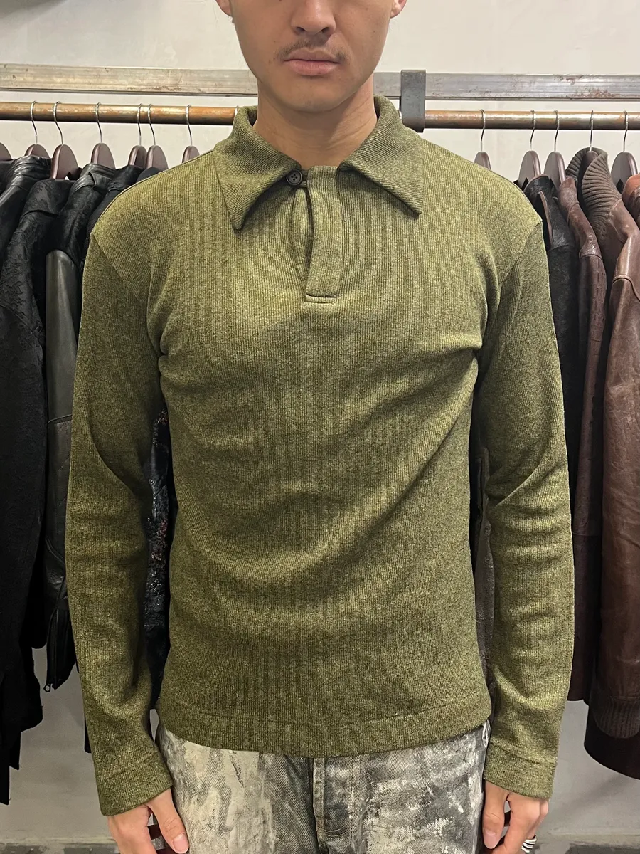 AW1998 Dolce & Gabbana Olive Pure Wool Polo Sweater - Image 3