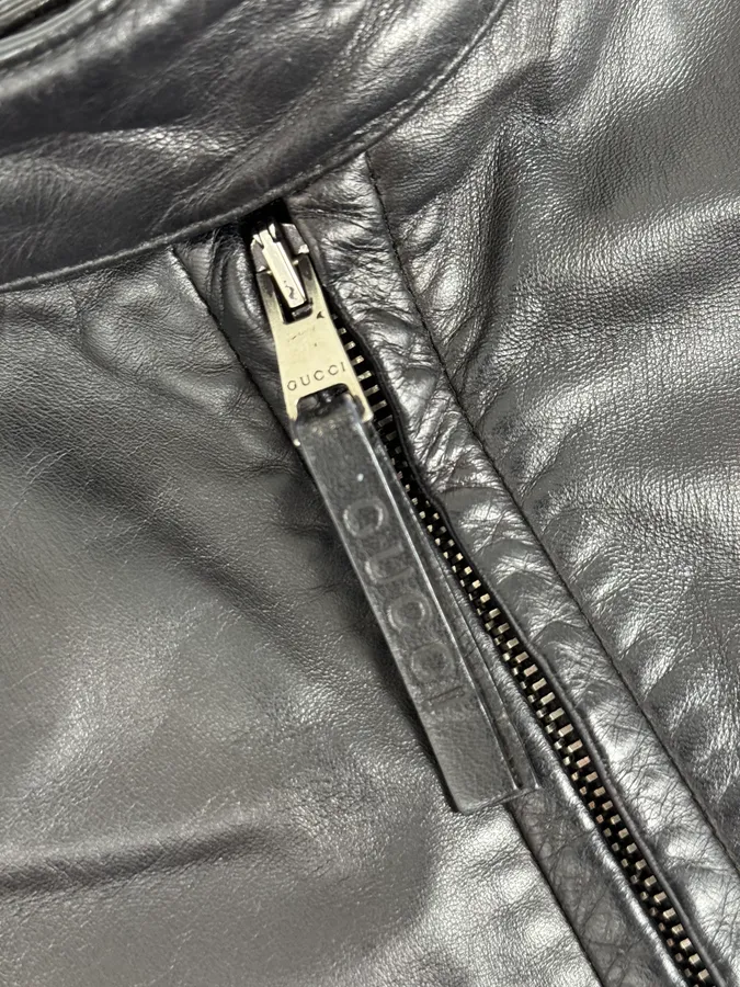 AW1998 Gucci Black Leather Biker Jacket by Tom Ford - Image 9