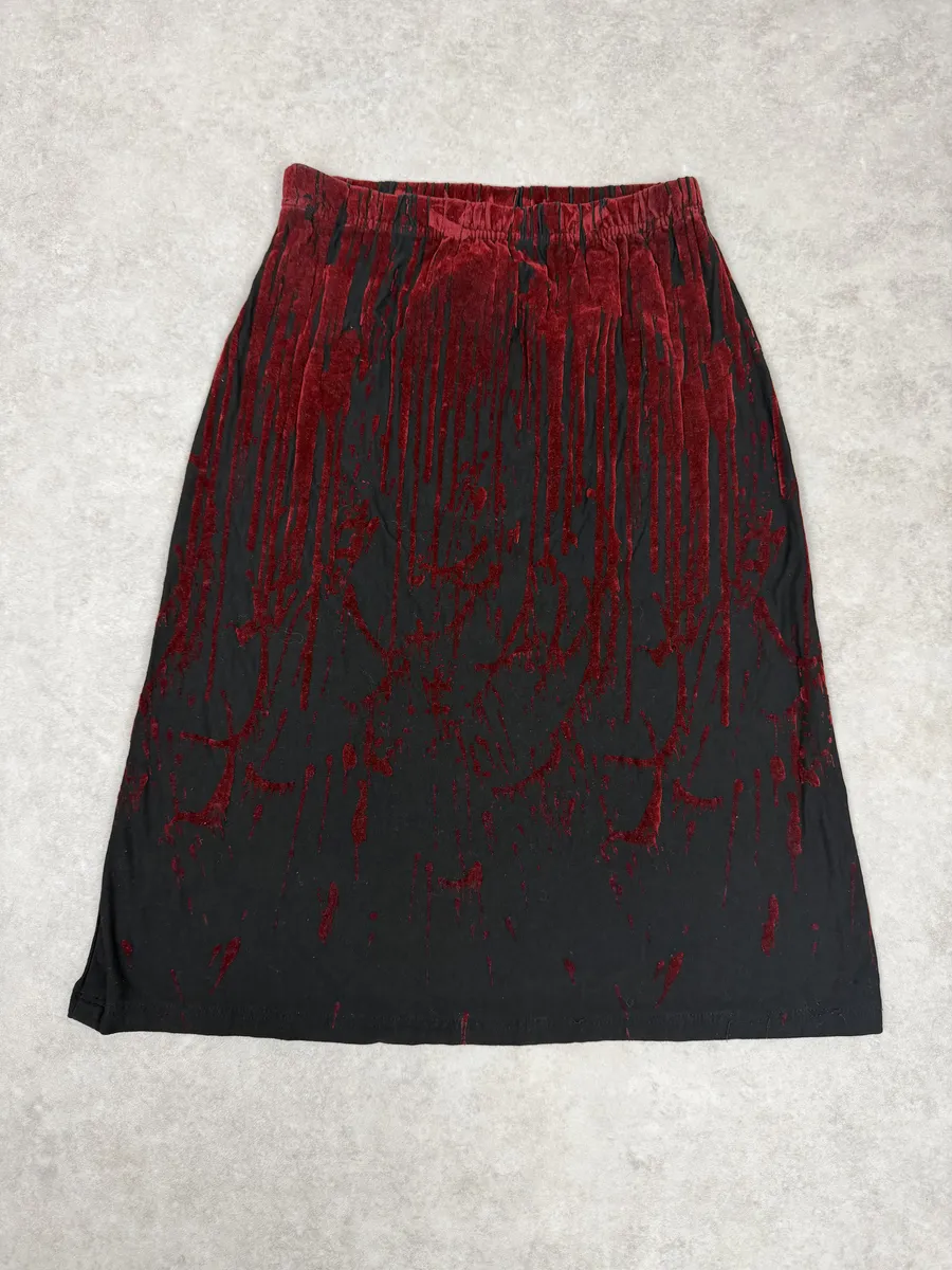 AW1998 Jean Paul Gaultier Black Red Velvet Blood Skirt - Image 4