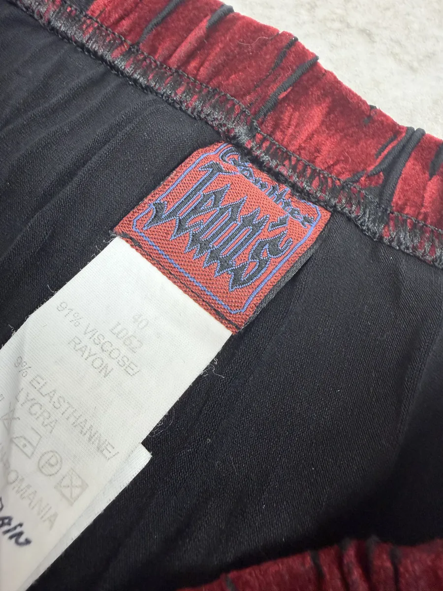 AW1998 Jean Paul Gaultier Black Red Velvet Blood Skirt - Image 9