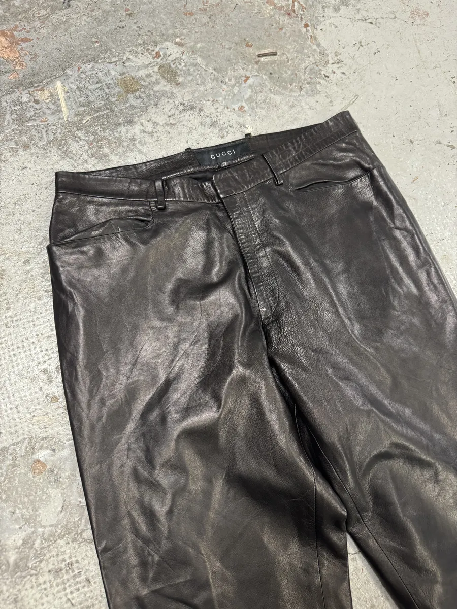 AW1999 Gucci Black Lambskin Leather Pants by Tom Ford - Image 6