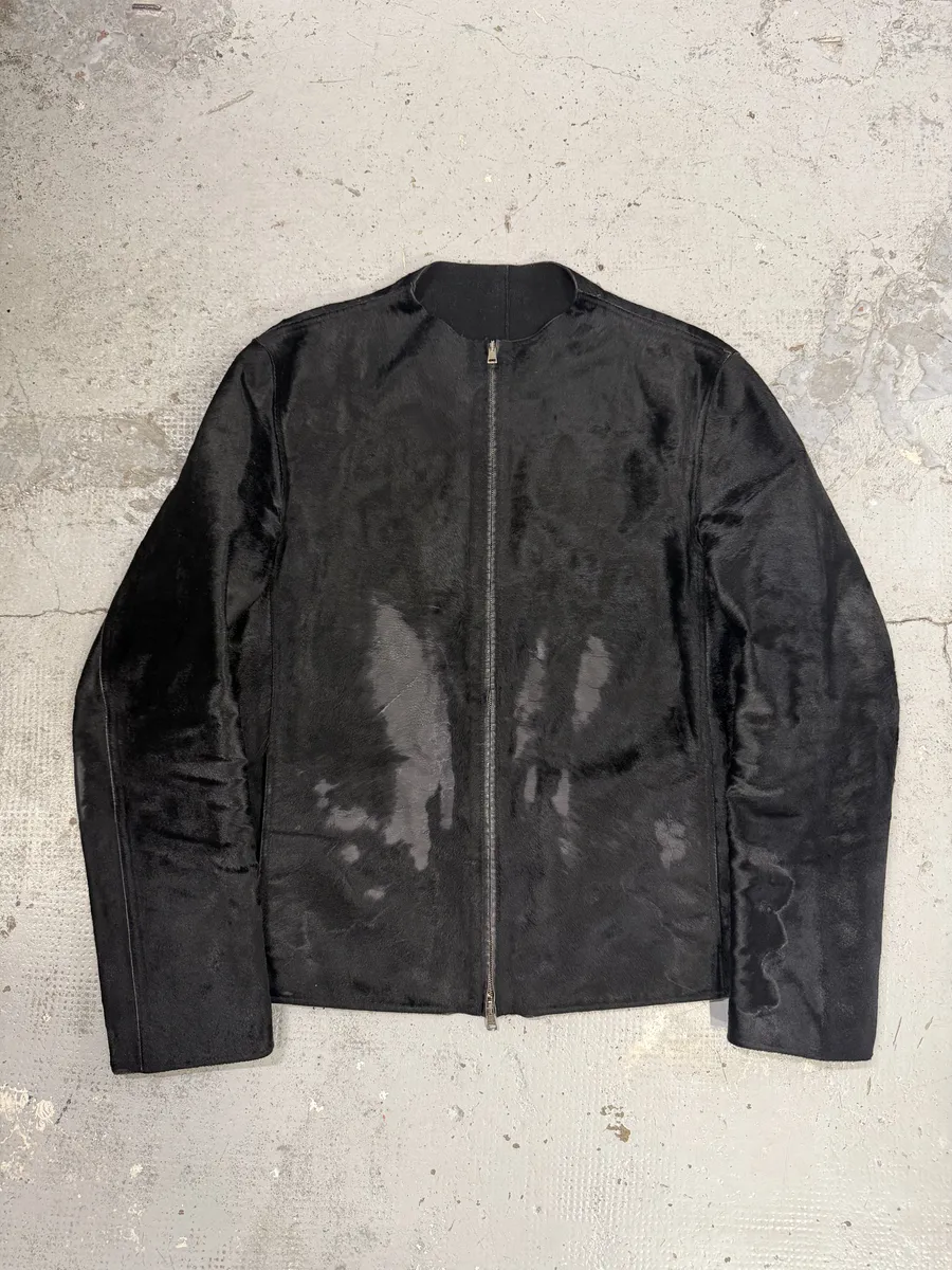 AW1999 Gucci Black Pony Hair Leather Jacket by Tom Ford