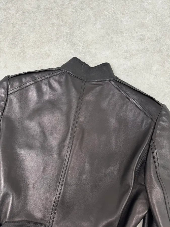 AW1999 Gucci Black Silver Belted Premium Leather Jacket by Tom Ford - Image 6