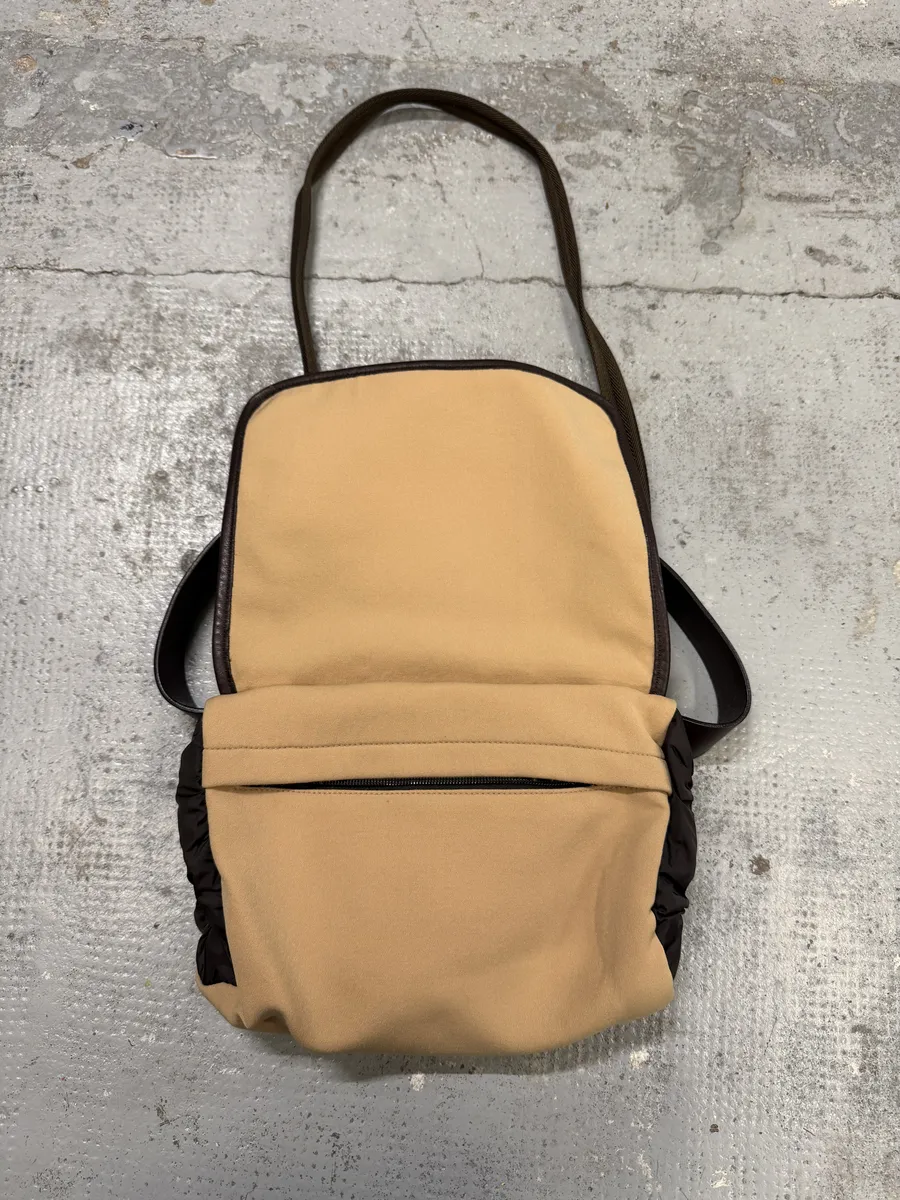 AW1999 Prada Beige Canvas Fur Shoulder Belted Bag - Image 6