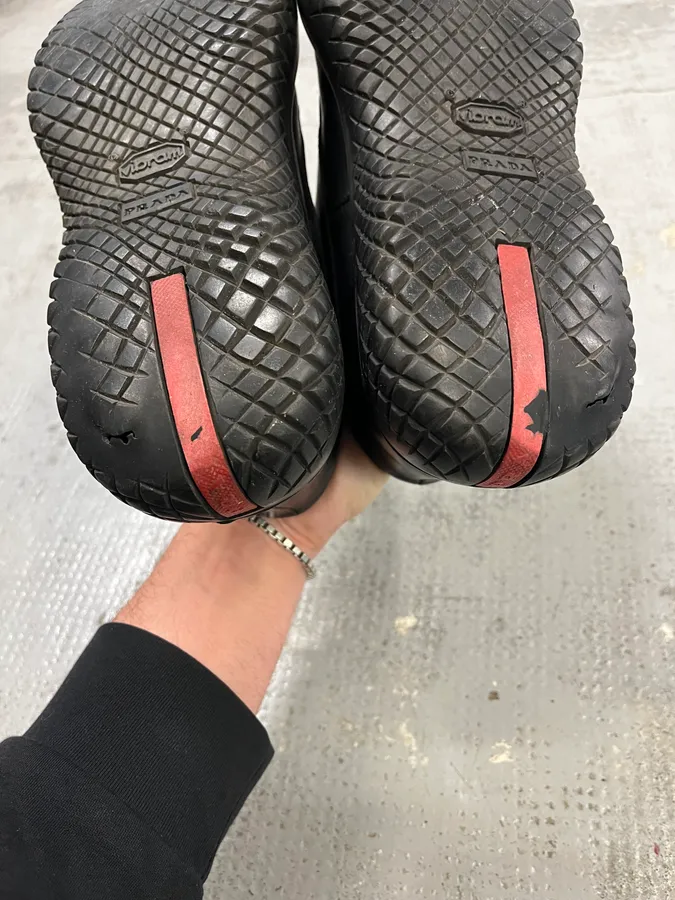 AW1999 Prada Black Leather Slip-On Vibram Sole Boots - Image 6