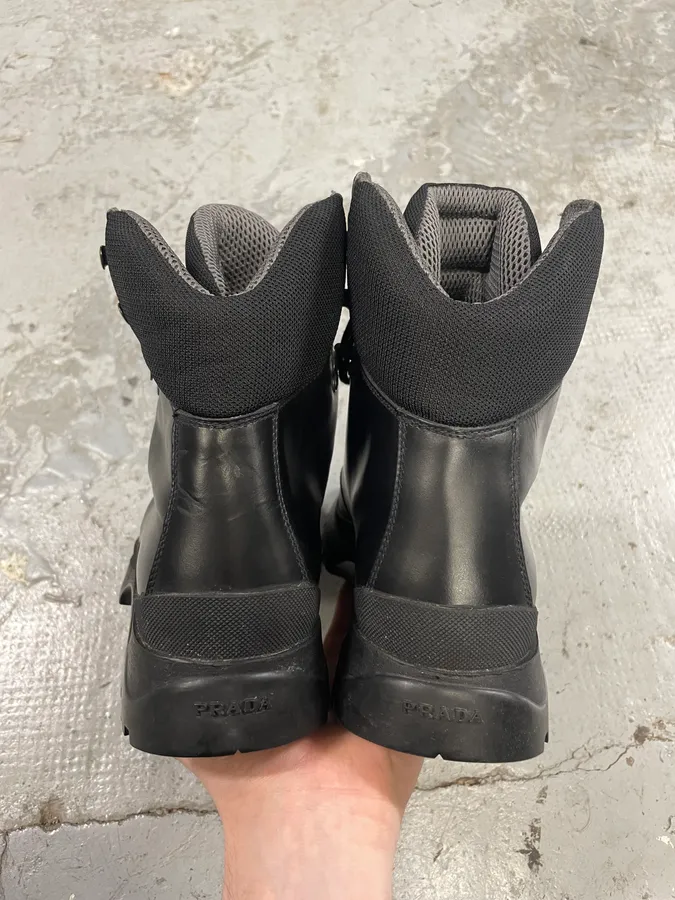 AW1999 Prada High Black Leather Vibram Boots - Image 7
